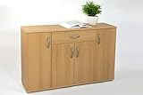 Sideboard Kommode Anrichte Mehrzweckschrank Highboard Schrank Lilly 13 Varianten mit 4 Türen, 1 Schubkasten und 3 Regalböden, 117 cm breit (Buche) - 2