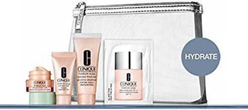CLINIQUE Skincare GIFT SET with FREE COSTMETICS BAG - Hydration Solutions for NORMAL / DRY Skin
