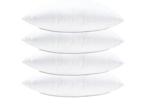 Lancashire Textiles Cushion Pads 15 x 15 Inch (38 x 38 cm) – Premium Bounceback Hollowfibre Pack of 4 Insert with Soft Polycotton Cover, Hypoallergenic, Made in Britain Bed Pillow