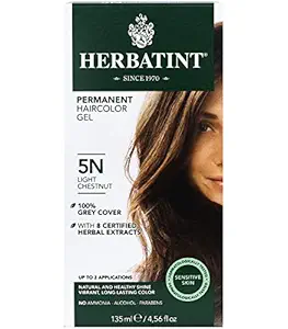 Herbal Care Herbatint Permanent Herbal Haircolour Gel, Light Chestnut, 5N, 1 Each