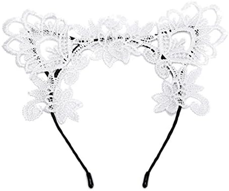 Internet Headband The New Water Soluble Lace Lace Sexy Cat Ears Headband Black, White (1.8cm, white)