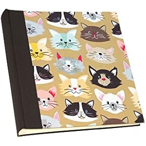Fotoalbum klassisch mit Pergamyn und hellem Fotokarton Stoff Katzen