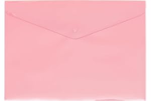 GRAFOPLÁS Grafoplas Enveloppe plastique avec fermeture à clic | Ecoplas | Format folio | Couleur rose doux translucide | 33,4 x 23,5 cm | polypropylène | Parfait pour documents scolaires, domestiques et de