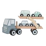 Material: Holz Tiamo Little Dutch 4453 Holz Auto-Transporter inkl. 4 Autos - Blue
