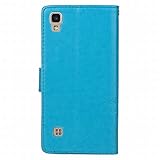 Handyhülle LG X power, K220 Hülle Tasche, Ougger Kunst Blatt Beutel BriefHülle Tasche Bumper Schale Schutzhülle PU Leder Weich Magnetisch Silikon Haut Flip Cover mit Kartenslot (Blau) - 