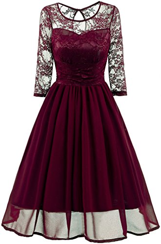 Flychen Womens Lace Dresses 3 4 Sleeve Swing Evening Party | Desertcart Fiji