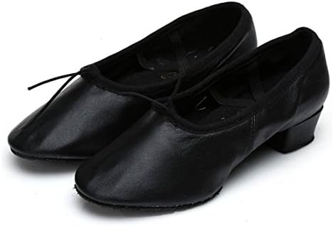 WXMDDN Teachers Shoes Woman Dance Shoes Black Leather Dance Shoe Exercise Fitness Belly Dance Shoes Ballet Shoes,E41