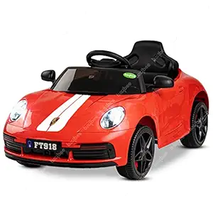 Baybee Turbo 911 Rechargeable Battery-Operated Ride on Electric Car for Kids | Ride on Baby Car with Foot Accelerator & Music | Battery Operated Big Car for Kids to Drive 2 to 6 Years Boy Girl (Red)