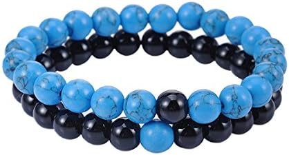 Distance Bracelets Strong Elastic Friendship Relationship Lovers Bracelets His &amp; Hers 8mm Beads Couple Bracelets