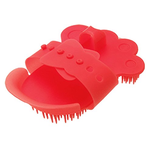 Sourcingmap-Hand-Shape-Plastic-Dog-Cat-Pet-Shower-Bath-Brush-Red
