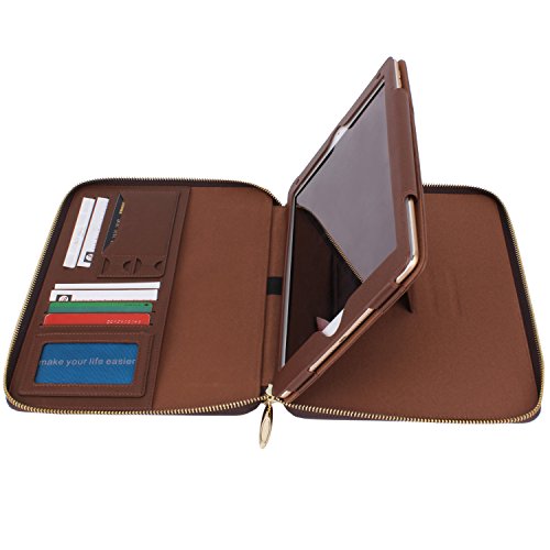 XGUO iPad mini 4 Wallet Ledertasche für iPad mini 4 Hülle Cover mit Echtleder Schutzhülle Ständer und Tragegriff(Brown,iPad Mini 4) - 6