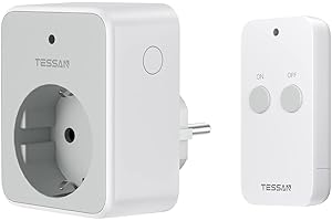 TESSAN Enchufe con Mando a Distancia Inalámbrico, 3600W Enchufe Mando a Distancia, Rango de operación 30,5M con Control Remoto Magnético, Programable