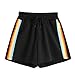 Produktbild Amlaiworld Damen Regenbogen Streifen Sport Hosen Sommer Locker Strand Shorts Fitness Lose Leggings Hose Kordelzug Yoga Kurz Trainingsshorts Mädchen Band Jogginghose Elegant Freizeithosen (L, Schwarz)