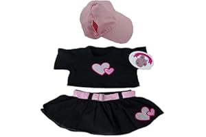 BUILD YOUR BEARS WARDROBE Black Outfit Pink Hearts Teddy Bear clothes fits 15in Build a Bear Teddies