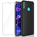 Produktbild AROYI Huawei P Smart 2019 H¨¹lle + Panzerglas, Huawei P Smart 2019 H¨¹lle Handyh¨¹lle Schwarz Case Schutzh¨¹lle Silikon TPU Schlank Weich D¨¹nn Schutzh¨¹lle f¨¹r Huawei P Smart 2019 Schwarz