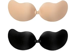 Tacilin 2 Pièces Soutien Gorge Adhésif, Sans Bretelles Réutilisable Invisible Remonte Sein Soutien-Gorge en Silicone pour Robe de Soirée Robe de Mariée Maillot de Bain et Vêtements Dos Nu-A