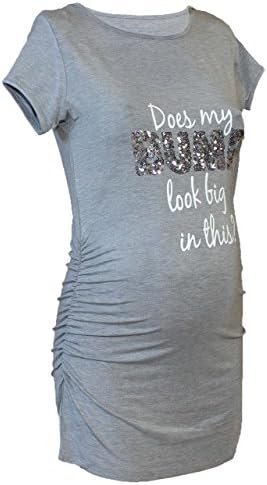 Maternity Cute Funny Slogan Top T Shirt "Does My Bump Look Big in This?" (16, Grey)