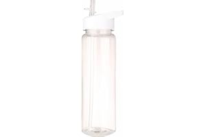 GearTek Tritan Clear Water Bottle | BPA Free 700 ml Sports Water Bottle with Straw | Leak Proof Re-Usable Flip Top Drinks Bottles for Outdoors, Gym, Cycling and Schools (Clear)