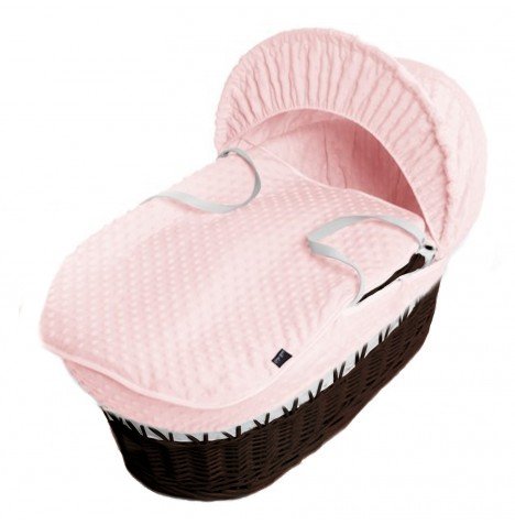 New Pink Dimple Moses Basket Covers 4 Piece Bedding Set Only Inc Quilt,Skirt,Hood & Sheet
