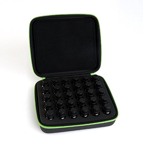 Homeself Wasserdicht Hartschale 30 Flaschen ätherisches Öl Tragetasche, Ätherisches Öl Aufbewahrungsbox, perfekt für 10 ml 15 ml doterra und Young Living Öl Grün - 3