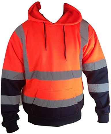 14 Tone High Visibility Pull Over Hoodie Sizes S- 5XL 2 Tone Yellow Orange Navy Hi Vis Viz Reflective Workwear outdoor Seen Safety Clothing with hood