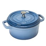 Cocotte redonda de Cecotec. Cazuela de hierro fundido con pomo de acero inoxidable. 24 cm, para 5-6 personas. Varios colores (Cobalto)