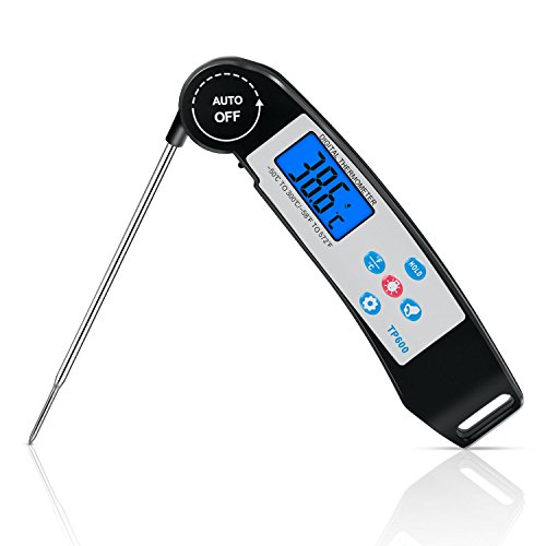 AJOXEL Termómetro de Cocina, Termómetro de Alimentos Lectura Rápido la Temperatura con Sonda de Acero Inoxidable, Retroiluminación, Alarma de Temperatura para Carne, Barbacoa, Líquido, Aceite, Leche