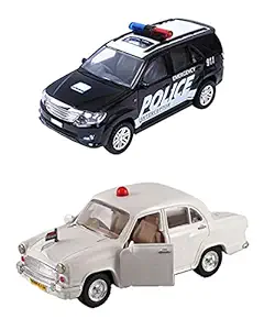 Toyco ( Pack of 2 ) Pull Back VIP Ambassador ( Door Openable ) & Fortune Interceptor Police Toy Car Combo Set for Kids Age 3+ Years