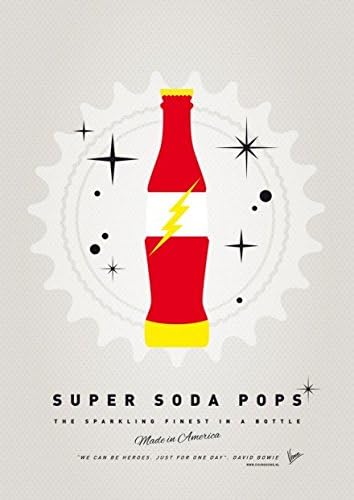 My SUPER SODA POPS The Flash by Chungkong // Unique, Original Wall Art // 11.7 x 16.5 inches / 30 x 42cm // Framed and Ready To Hang // Custom Printed On 240gsm Premium Art Paper and Framed By Hand In a Beautiful Black Wooden Frame // Best Art For Home or Office // 100% Money Back Guarantee