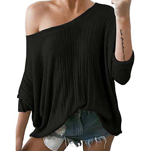 Preisvergleich Produktbild TianWlio Frauen Langarmshirt Bluse Hoodie Pullover Langarmshirt Kapuzenpullover Sweatshirt Herbst Winter Schulterfrei Langarm V-Ausschnitt Bluse Pullover Pullover Pullover Top