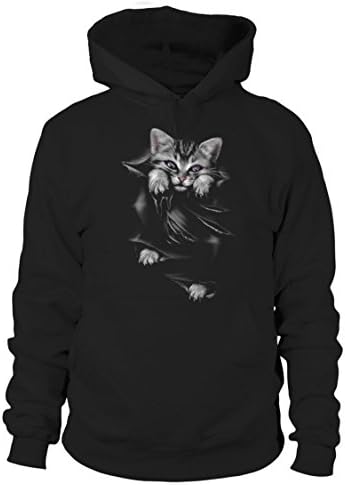 teezily Close Kitty - Hoodie Unisex - Mens Womens - Black
