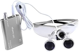 Mike-Dental Loupes binoculaires dentaires portables en verre optique 3,5X-R avec lampe LED (argent)