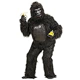 Gorilla Kostüm aus Plüsch Affe Ganzkörperkostüm Affen Plüschkostüm Zoo Strampler Dschungel Jumpsuit Maskottchen Tierkostüm King Kong Outfit Verkleidung Fastnacht - 