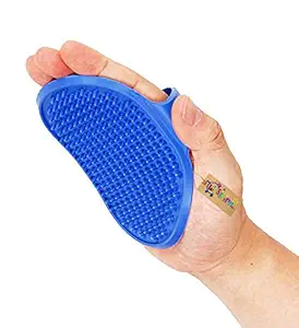 Western Era Grooming Pet Shampoo Round Brush, Soothing Massage Rubber Bristles Curry Comb for Dogs, Cats & Horse Washing, Professional Quality (Blue)