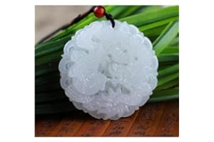 C-FUNN GOZAR White Jade Dragon Phoenix Tibet Bouddhiste Lucky Pendant Charm