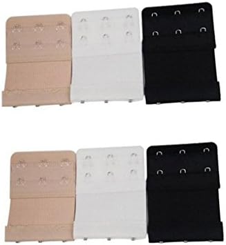 Women?Comfortable?Bra Strap Extenders, 2x3 Hooks, 6 Pack- 2white, 2black, 2beige