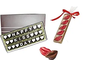 Kiss Day Chocolate Gift for Husband, Wife, Boyfriend, Girlfriend, Boys, Girls- Happy Kiss Day Chocolate Message Gift with 5 Pc Kiss Chocolate.