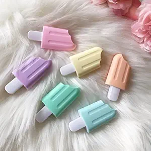 Ayat Retail | Quirky Pastel Ice Cream Stick Popsicle Shape Highlighters | Set Of 6 Pastel Shades | Chisel Tip Fine Grip Marker Pen | For Stationery Hoarders & Kids | Party Return Gifts For Girls
