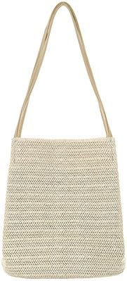 BAGEHUA Hand Woven Casual Woven Grass Shoulder Bags All-Match Bucket Bag Light Meter