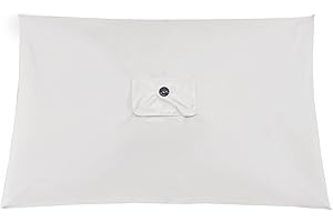 DULRLLY Auvent de rechange pour parasol de patio rectangulaire à 6 baleines, 3 x 2 m – Tissu imperméable – Housses de rechange pour parasol de jardin, cour