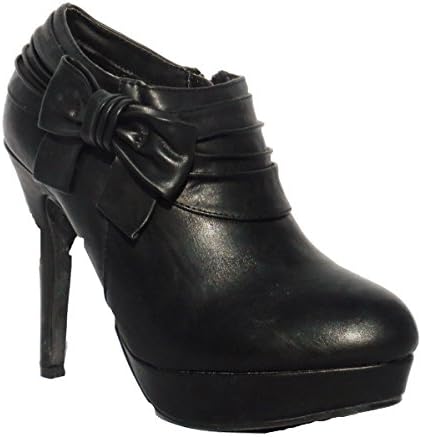 TissaiaWomens Black Girls Faux Leather Formal Casual Zip Up Boots