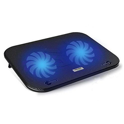 Notebook Kühler, Ultra dünn Super leise 2 Lüfter Laptop Notebook Computer Fan Bodenplatte Notebook Cooling Boden Pad, Schwarz