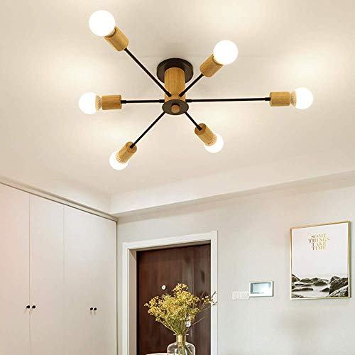 Preisvergleich Produktbild Vaticano Kronleuchter 6-Head LED Holz Eisen einfach kreativ