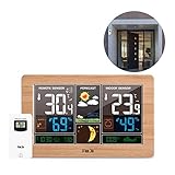 Pantalla LCD grande de 7.4 "con fecha, fecha, temperatura, humedad, barométrica y pronóstico del tiempo.