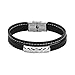 Produktbild Masterein Engravable Herren-Armband schwarz geflochtenes Leder-Armband Edelstahl-Armband Wrist Schmuck