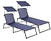 Produktbild Baltico 2er Set Aluminium Sonnenliege mit Dach, Gartenliege, Dreinbeinliege, klappbar, verstellbares Rückenteil, 193 x 67 x 32 cm (Blau/Grau)