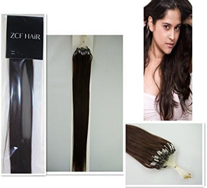 Style 16'' 18'' 20'' 22'' 24'' 26'' Easy Loops Micro Rings Beads Tipped 100% Real Human Hair Extensions Straight Hair 8 Colors Beauty Design Salon (22inch 50g for 100s one pake, 02 dark brown)