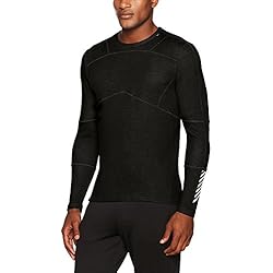 Helly Hansen HH LIFA Merino Crew LS Baselayer, Hombre, Black, M