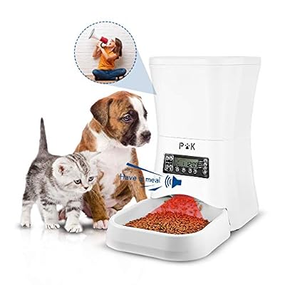 PUPPY KITTY 7L Distributeur de Croquettes pour Chats et Chiens Distributeur Automatique de Nourriture Enregistrement Vocal Programmable 4 Repas par Jour