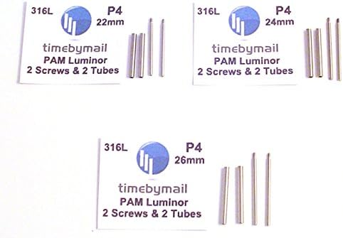 Timebymail 2X Tubes 2X Screws For PANERAI LUMINOR Watch Lug Strap 22mm 24mm 26mm 316L